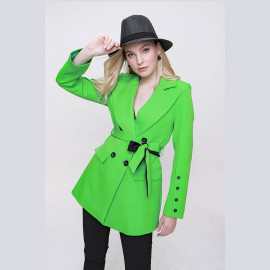 BELTED HALF TOPCOAT - READY WOMEN'S CLOTHING WHOLESALE ready-made women's wholesale clothing women's clothing wholesale Turkish textile apparel