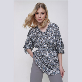 Patterned Chiffon Blouse -READY WOMEN'S CLOTHING WHOLESALE ready-made women's wholesale clothing women's clothing wholesale Turkish textile apparel
