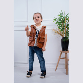 BOYS' SUIT WHOLESALE READY TOWEAR TRIPLE SUIT Jeans set with hoodie and bomber jacket 005